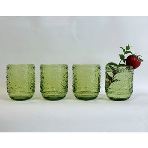 Floral Embossed Drinking Glass