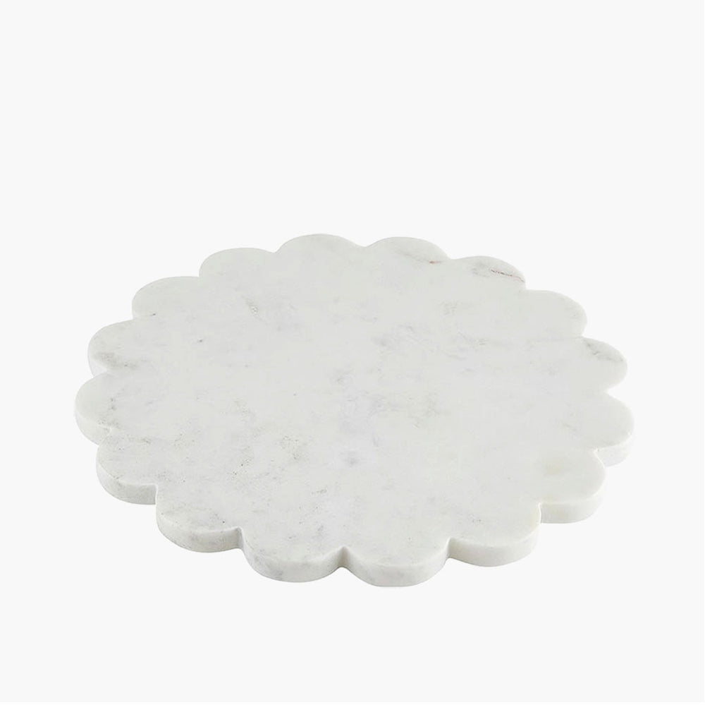 Scalloped Round Marble Tray