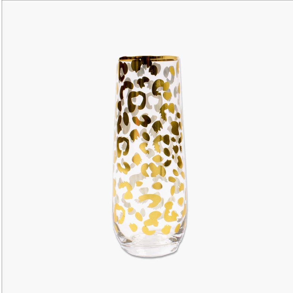 gold leopard champagne glass