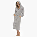 gray hooded sweatshirt long robe