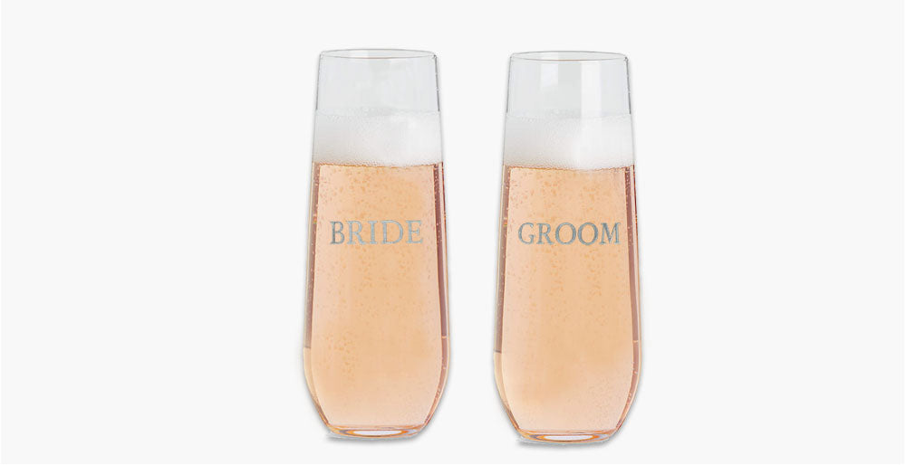 bride and groom champagne glasses