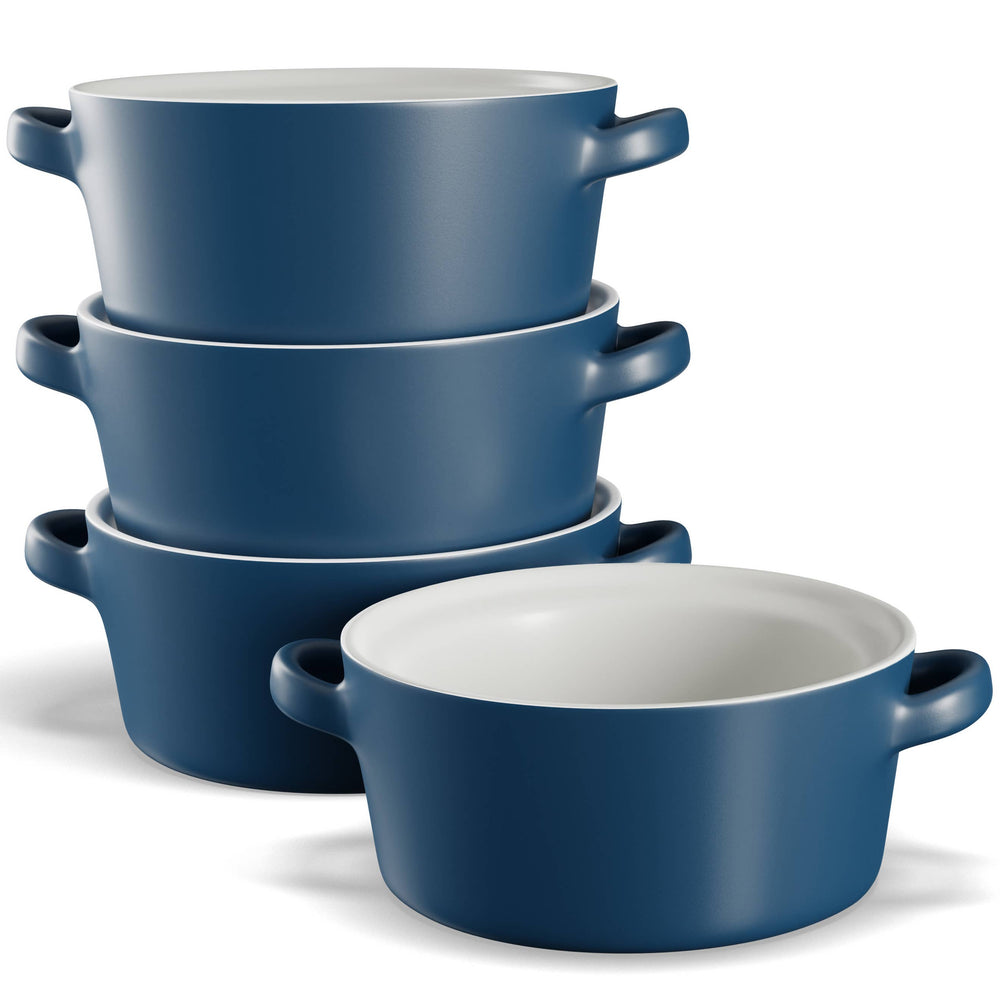 Kook Ceramic Stackable Soup Bowls, 23.6 oz, Set of 4: White