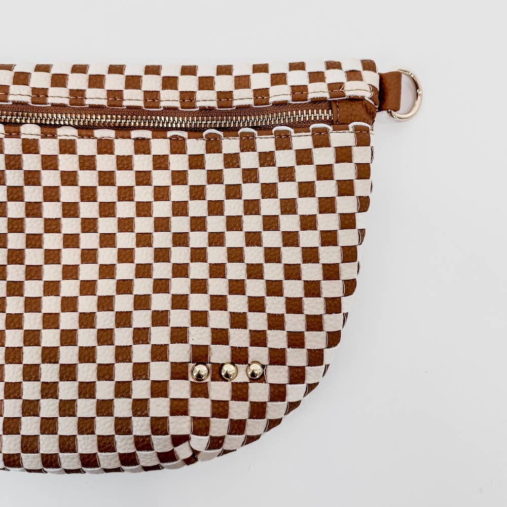 Westlyn Woven Bum Bag: Checkered Brown