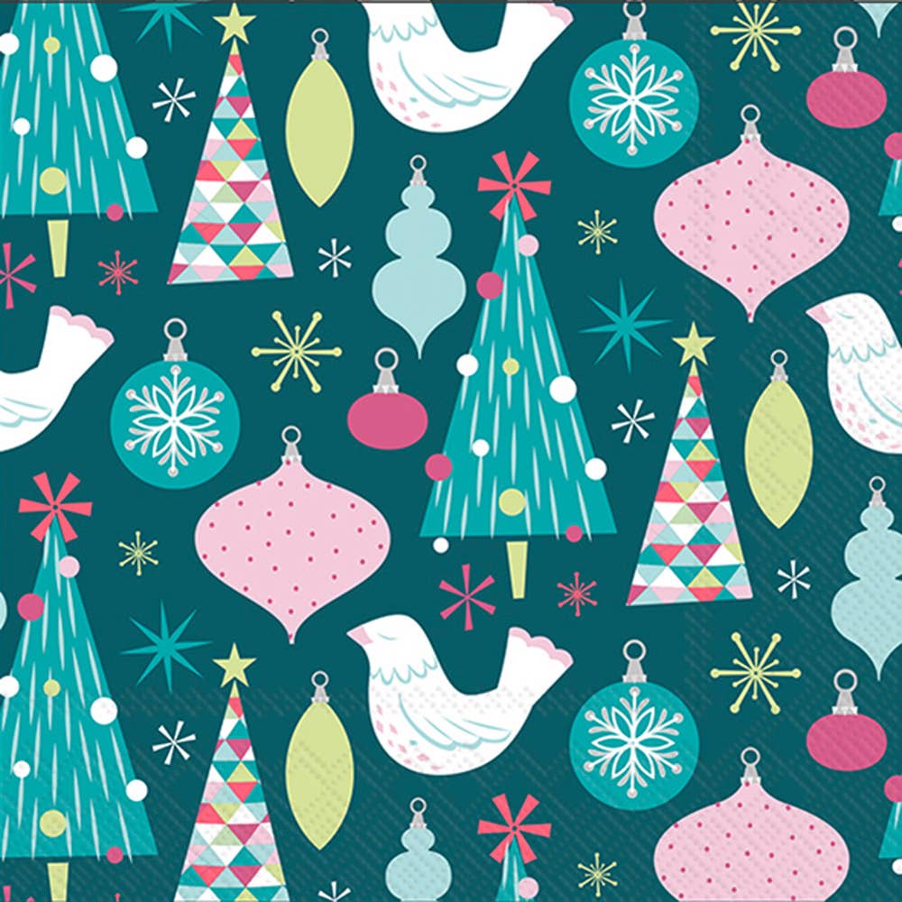 Paper Cocktail Napkins Pk/20 Pastel Christmas Christmas