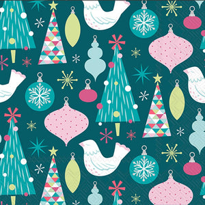 Paper Cocktail Napkins Pk/20 Pastel Christmas Christmas