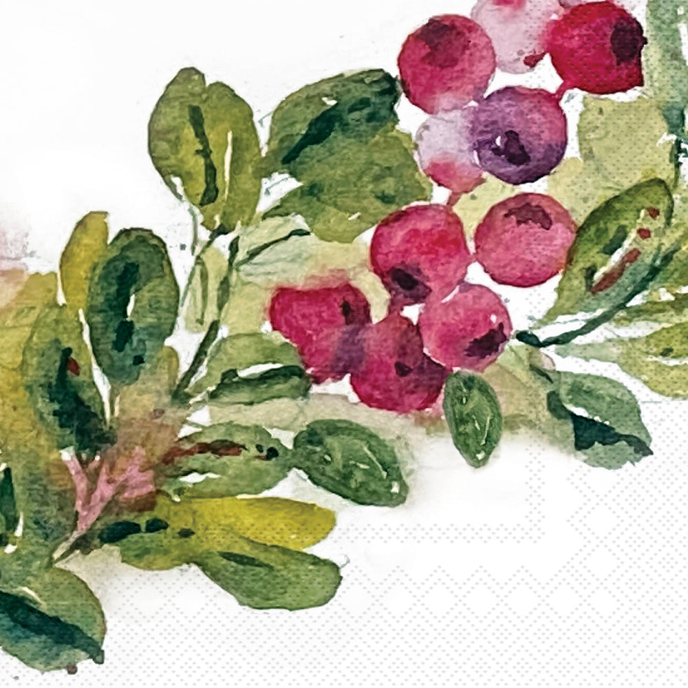 Paper Lunch Napkins Cranberry Wreath Mangiacotti Christmas