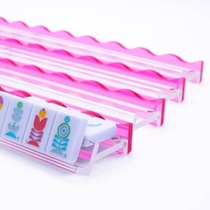 Wavy Acrylic Mahjong Racks | Many Colors | Magnetic Pushers: Multicolor