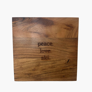 Let It Snow Modern Square Acacia Wood Board