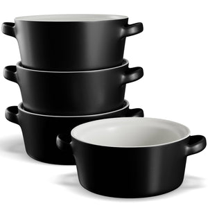 Kook Ceramic Stackable Soup Bowls, 23.6 oz, Set of 4: White