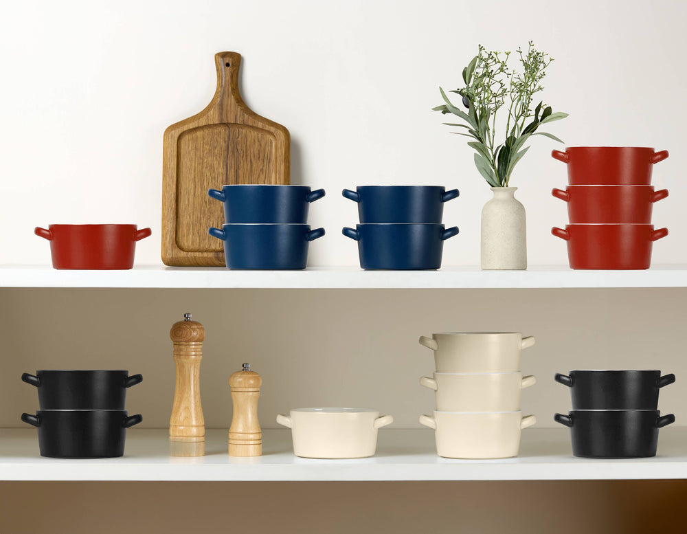 Kook Ceramic Stackable Soup Bowls, 23.6 oz, Set of 4: White