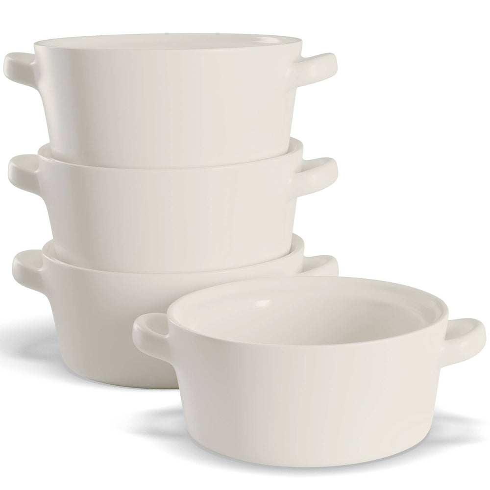 Kook Ceramic Stackable Soup Bowls, 23.6 oz, Set of 4: White
