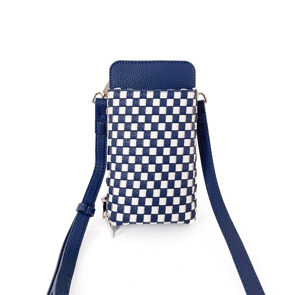 Double Duty Phone Bag : Woven Checkered Navy