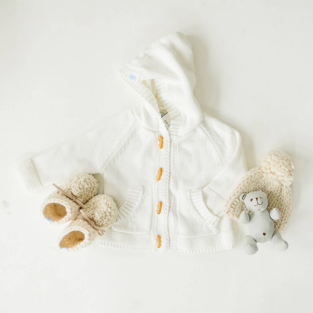 BABY KNIT HOODIE - IVORY: 18-24