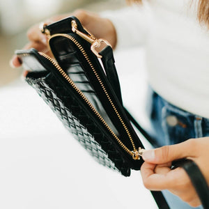 Double Duty Phone Bag : Woven Checkered Navy