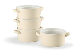 Kook Ceramic Stackable Soup Bowls, 23.6 oz, Set of 4: White