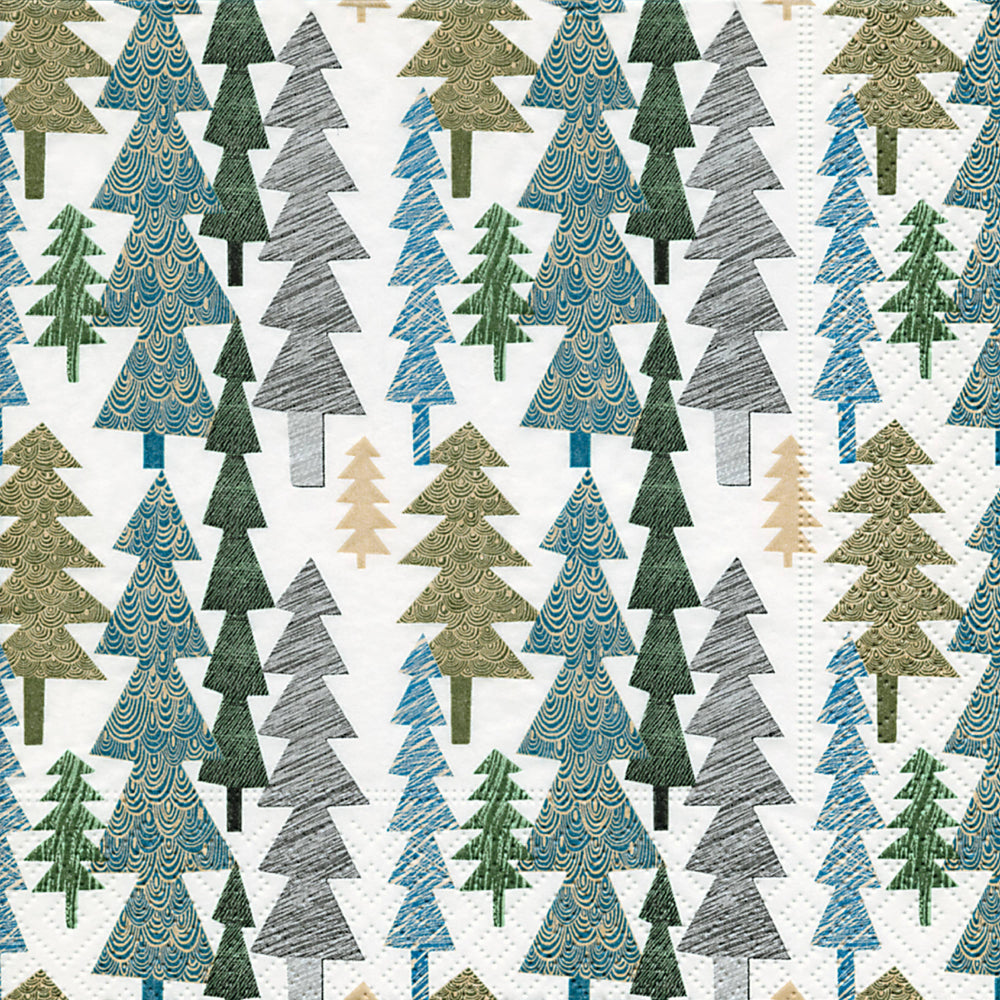 Paper Cocktail Napkins 20ct Structured Trees Christmas