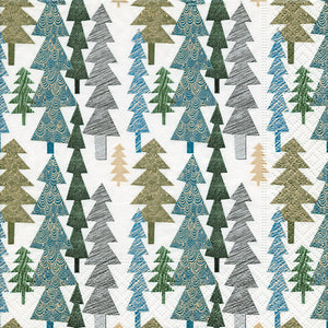 Paper Cocktail Napkins 20ct Structured Trees Christmas