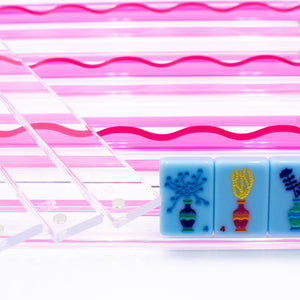 Wavy Acrylic Mahjong Racks | Many Colors | Magnetic Pushers: Multicolor