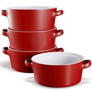 Kook Ceramic Stackable Soup Bowls, 23.6 oz, Set of 4: White