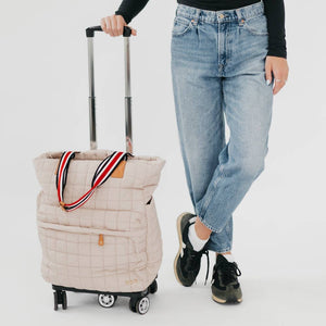 Tenley Quilted Tote Roller Bag: Tan