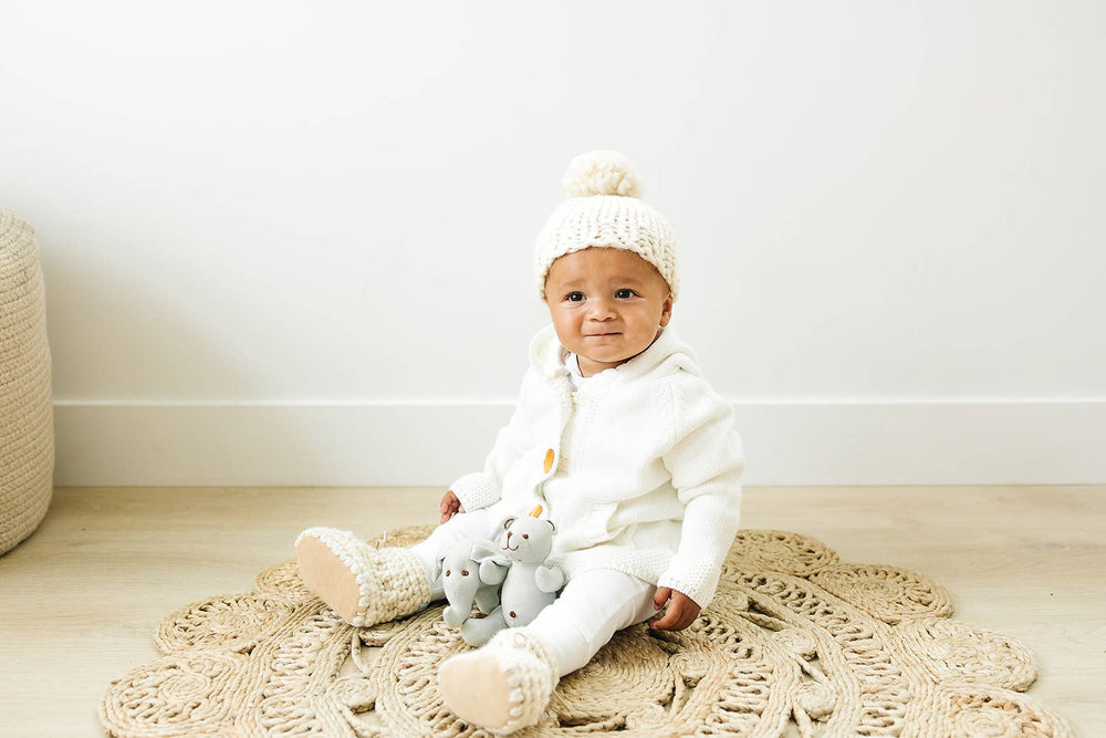 BABY KNIT HOODIE - IVORY: 18-24