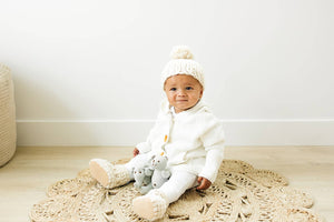 BABY KNIT HOODIE - IVORY: 18-24