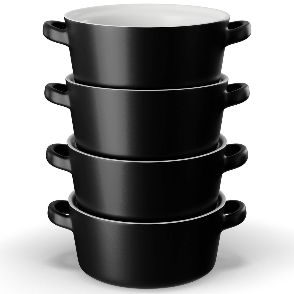 Kook Ceramic Stackable Soup Bowls, 23.6 oz, Set of 4: White