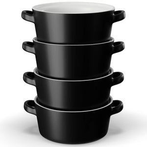 Kook Ceramic Stackable Soup Bowls, 23.6 oz, Set of 4: White