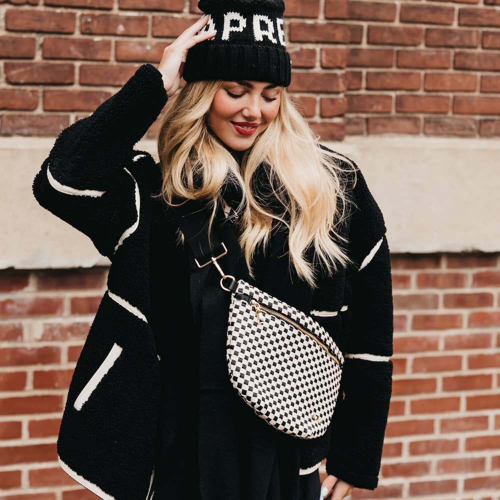 Woven Bum Bag: Checkered Black