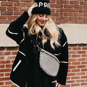 Woven Bum Bag: Checkered Black