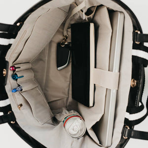 Woven Tiffany Organizer Tote Bag: Brown