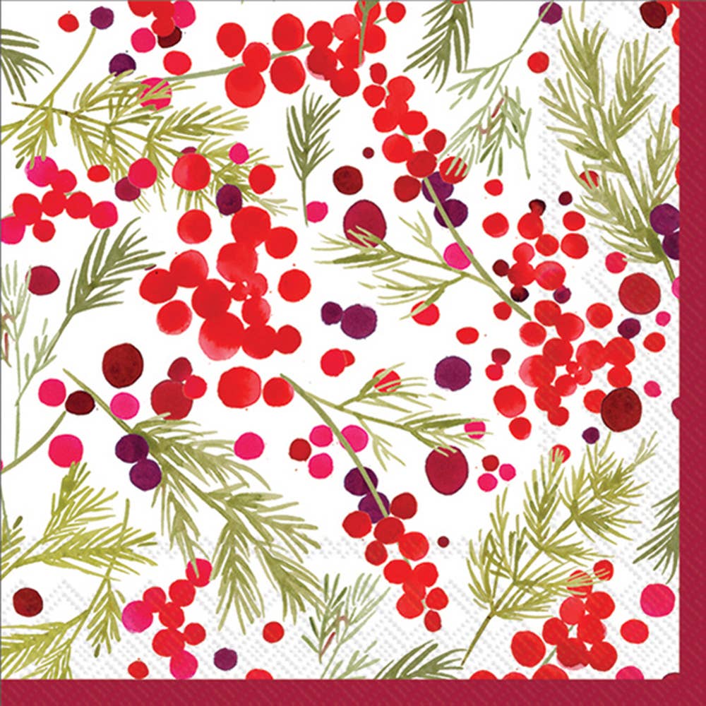 Paper Cocktail Napkins Pk/20 Merry Berries Christmas