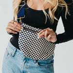 Woven Bum Bag: Checkered Navy