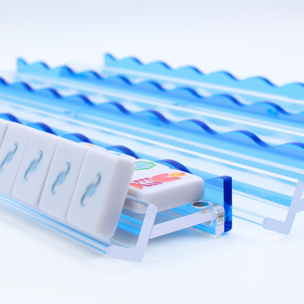 Wavy Acrylic Mahjong Racks | Many Colors | Magnetic Pushers: Multicolor