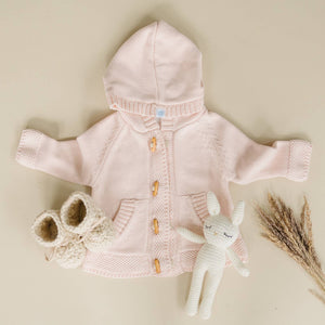 BABY KNIT HOODIE - PINK: 18-24