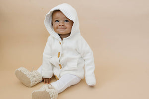 BABY KNIT HOODIE - IVORY: 18-24
