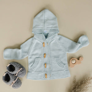 BABY KNIT HOODIE - BLUE: 12-18
