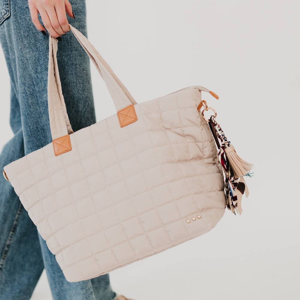 Day Dreamer Quilted Tote Bag: Blue