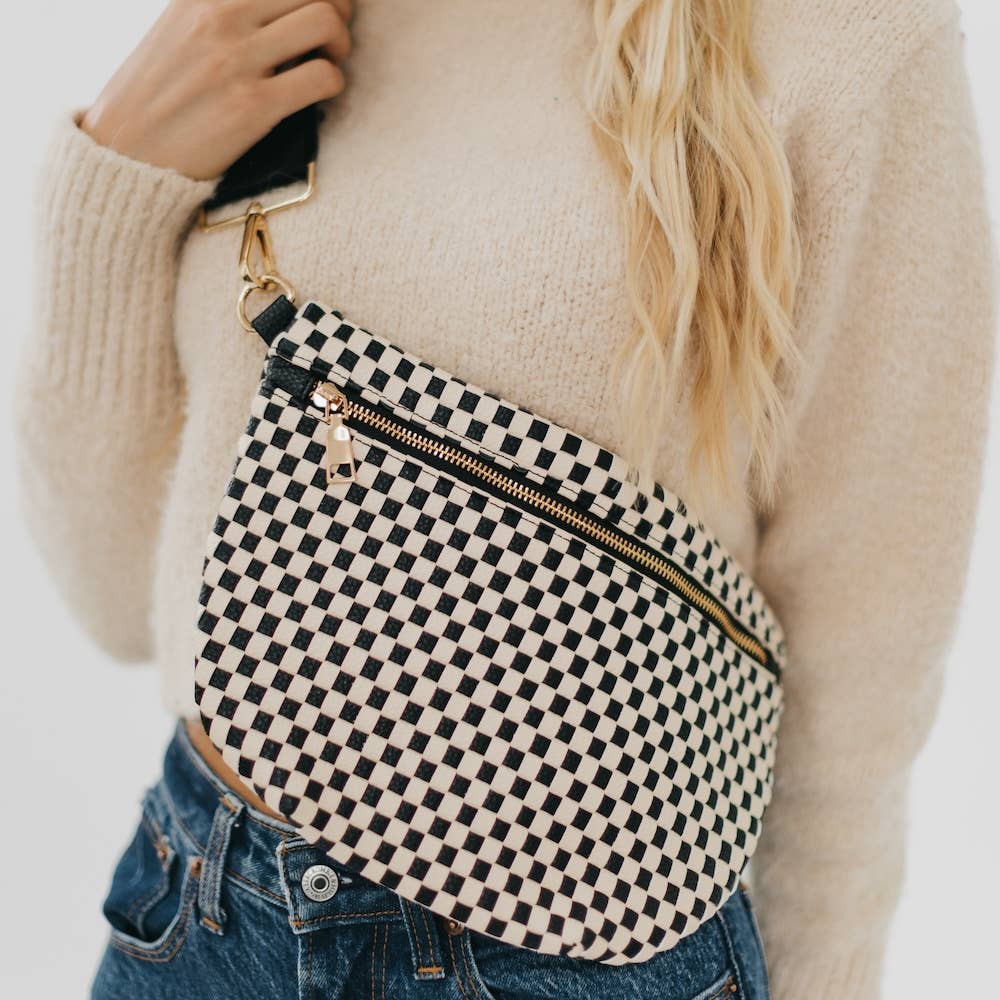 Westlyn Woven Bum Bag: Checkered Brown