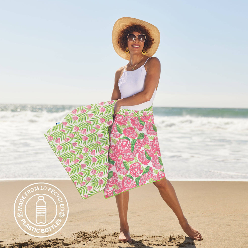 PINK PAPAVER Reversible Beach Towel