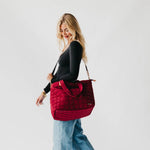 Day Dreamer Quilted Tote Bag: Burgundy