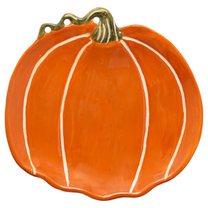 6.5" Round Orange & White Pumpkin Plate
