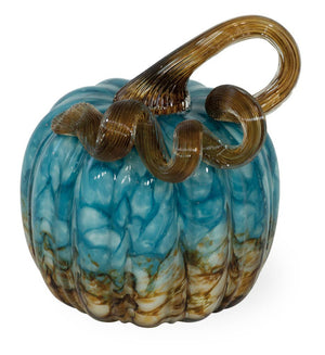 4.5" Glass Copper Canyon Pumpkin Blue & Copper