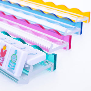 Wavy Acrylic Mahjong Racks | Many Colors | Magnetic Pushers: Multicolor