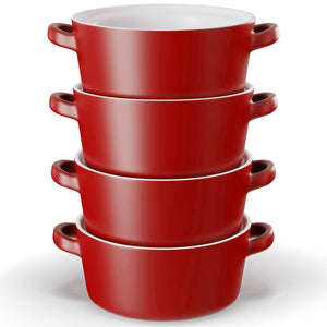 Kook Ceramic Stackable Soup Bowls, 23.6 oz, Set of 4: White