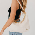 Slouchy Woven Shoulder Bag: Cream