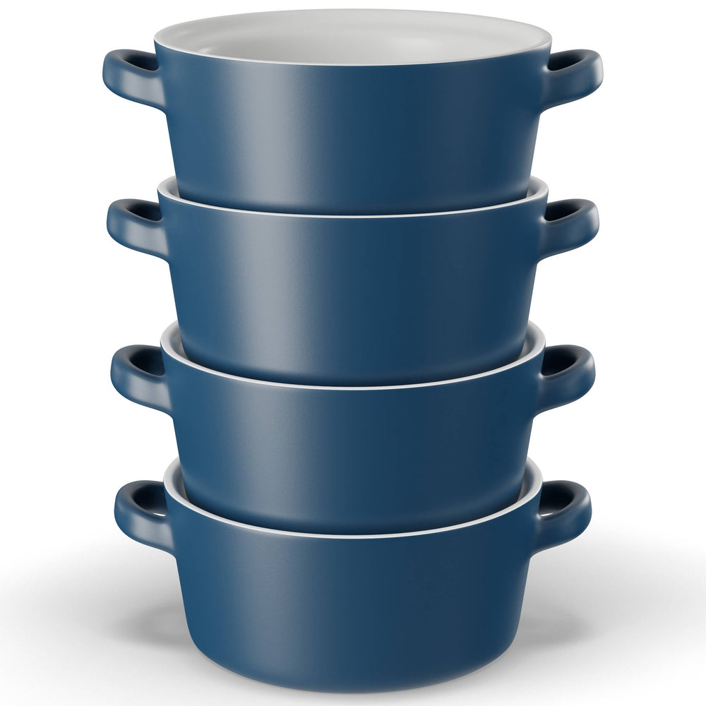 Kook Ceramic Stackable Soup Bowls, 23.6 oz, Set of 4: White