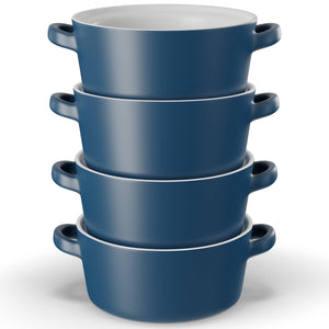 Kook Ceramic Stackable Soup Bowls, 23.6 oz, Set of 4: White