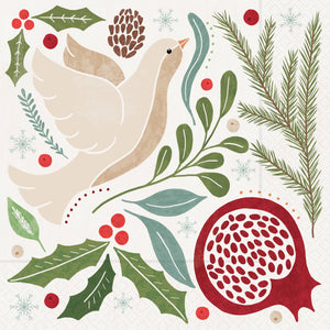 Paper Lunch Napkins 20ct Winter Berry Dove Christmas