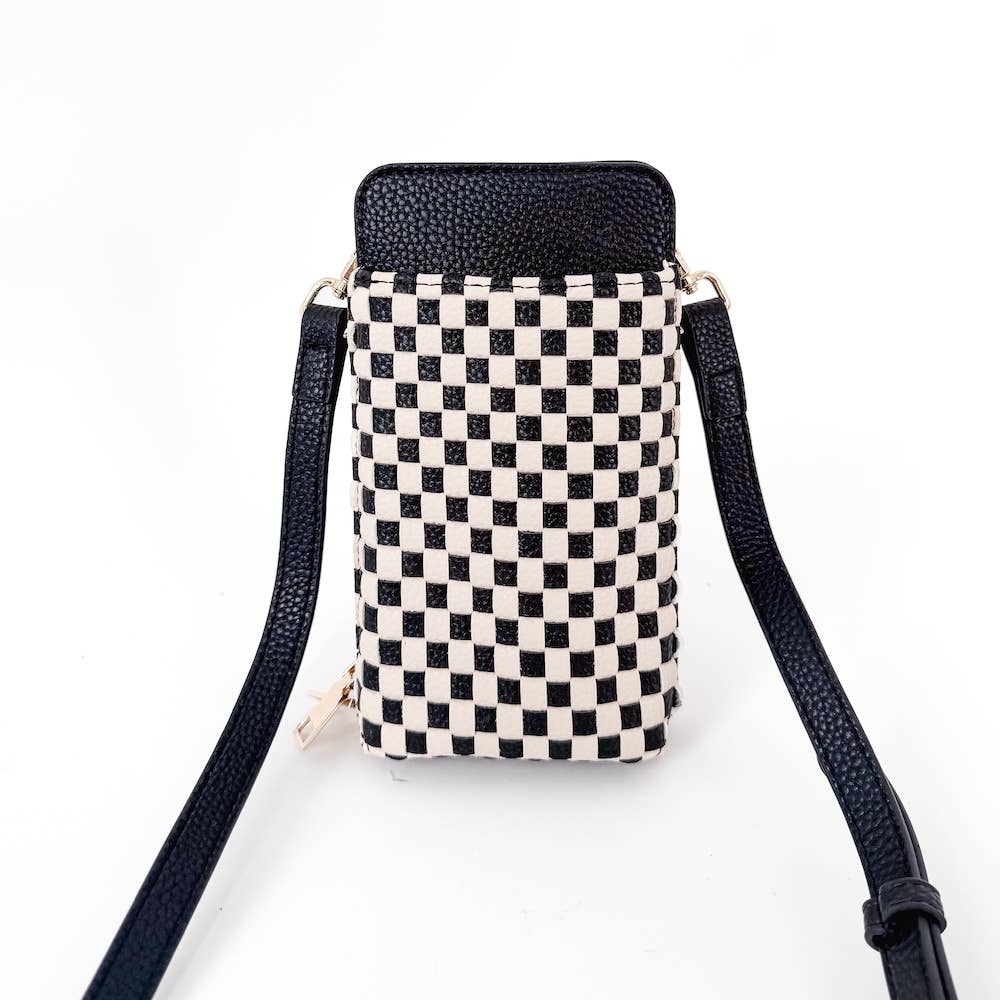 Double Duty Phone Bag : Woven Checkered Black